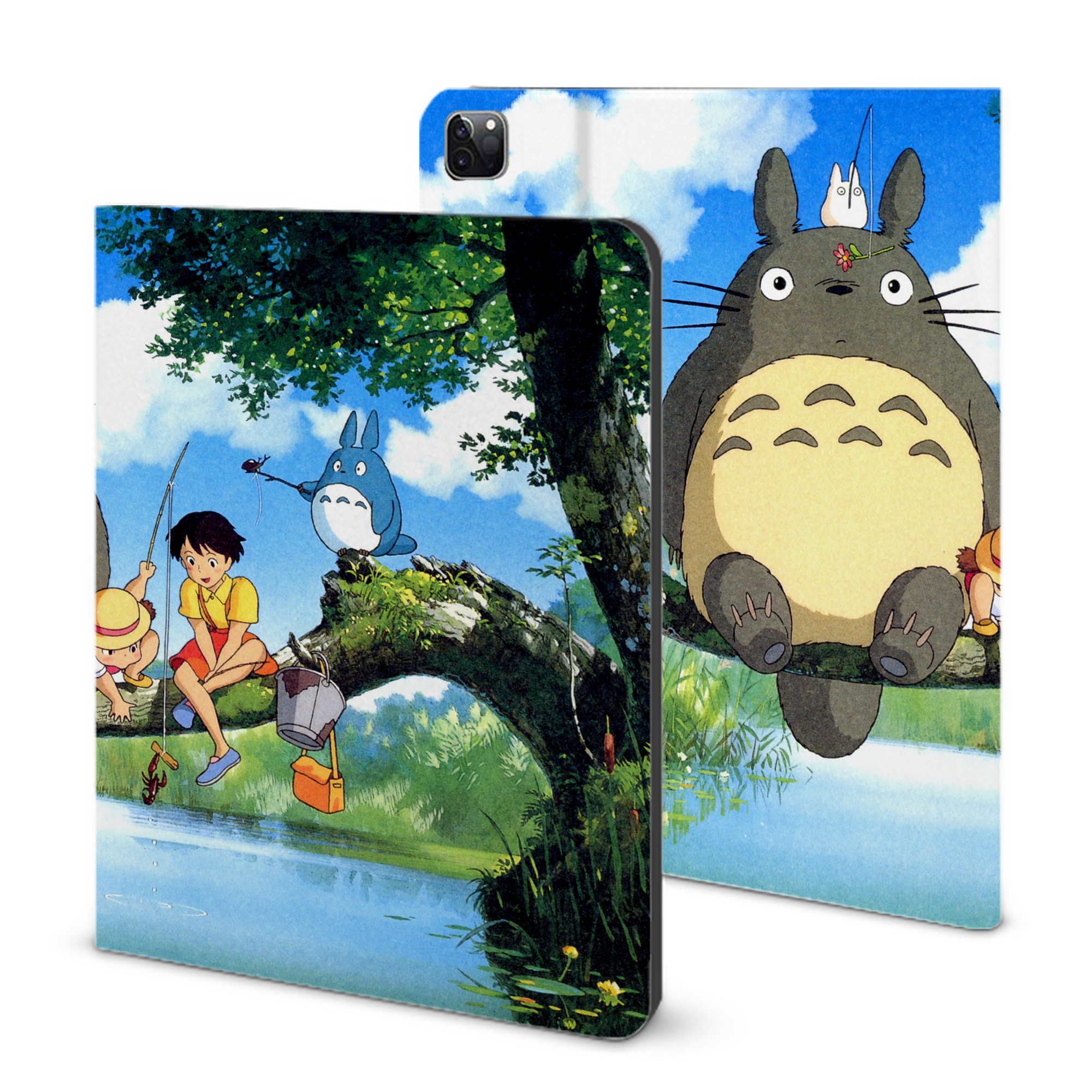 （画像用） となりのトトロ 草壁メイ 草壁サツキ My Neighbor Totoro Satsuki Kusakabe Mei Kusakabe IPad ケース ブック型 PUレザー TPU 耐衝撃 軽量 薄型 ペン収納なし 全面保護 IPad 各モデル対応